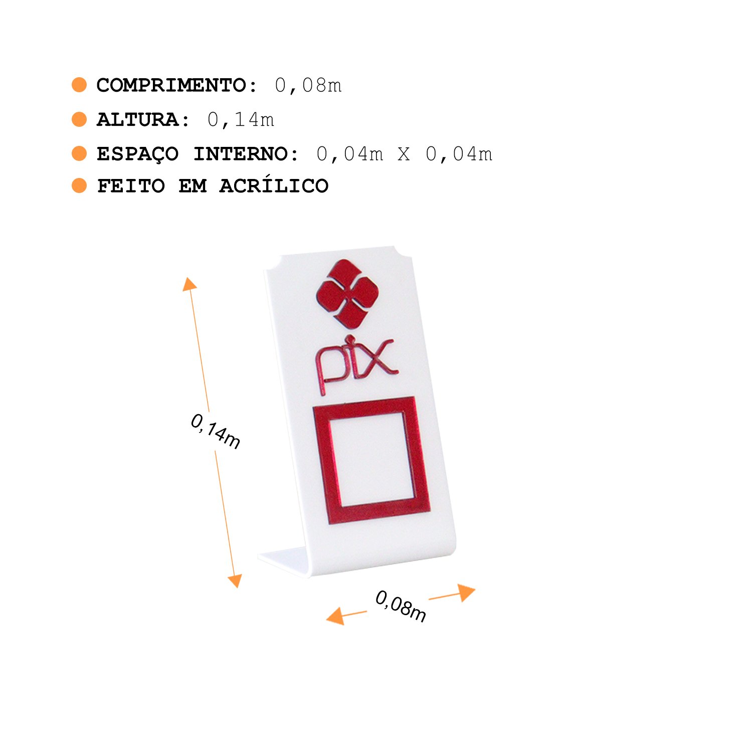 Expositor Qr Code Pix - Branco com Vermelho - 5