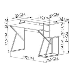 Mesa Gamer para 2 Monitores com Nicho para Cpu e 2 Gavetas Preto Grafite - 3