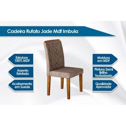 Sala de Jantar Completa Londrina Tampo Madeirado com Vidro 180x90cm e 6 Cadeiras Jade Imbuia-grafite - 4