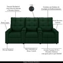 Ver imagem 3 de Poltrona do Papai Reclinável Sala de Cinema Movie 3 Lugares Manual Baú USB Veludo Verde Esmeralda Gr