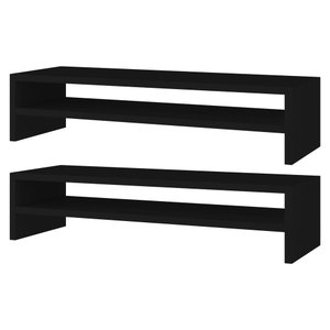 Kit 02 Suportes Stand Base Tela Monitor Soft Elevado 65cm em MDF com 01 Prateleira - Desk Design Pre