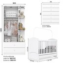 Ver imagem 5 de Dormitório Bala de Menta Guarda Roupa, Cômoda e Berço Branco com Colchão Baby Physical - Mó