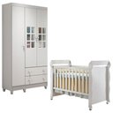 Ver imagem 1 de Berço Americano Mirelle e Guarda Roupa Mariah 3 Portas Branco Brilho – Carolina