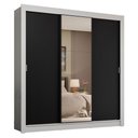 Ver imagem 3 de Guarda-roupa Casal 3 Portas de Correr com Espelho 4 Gavetas Branco/preto Sublime Plus Madesa