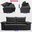 Ver imagem 3 de Sofá Retrátil e Reclinável 2,40m com Molas e Espuma D33 Thunder Velusoft Preto Cama Inbox