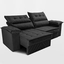 Ver imagem 6 de Sofá Retrátil e Reclinável 2,40m com Molas e Espuma D33 Thunder Velusoft Preto Cama Inbox