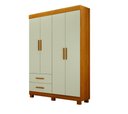 Ver imagem 1 de Guarda Roupa Solteiro Recife New 4 Portas 2 Gavetas - Leifer Cinamomo/Off White