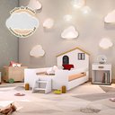 Ver imagem 1 de Cama Montessoriana Infantil Solteiro Belissima Preta - Branca e Amêndoa + Brinde Luminária Led