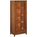 Ver imagem 1 de Cristaleira Porta de Vidro 80cm Madeira Maciça Floris Castanho F07 - Mpozenato