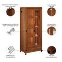 Ver imagem 3 de Cristaleira Porta de Vidro 80cm Madeira Maciça Floris Castanho F07 - Mpozenato