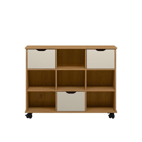 Nicho Organizador Marrom Freijó com 3 Gavetas Off White 1478 Qmovi