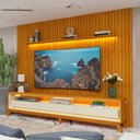 Ver imagem 1 de Rack com Painel para TV Até 85 Polegadas Nobre 3 Gavetas Ripado com Led 100% Mdf Naturale/Off White