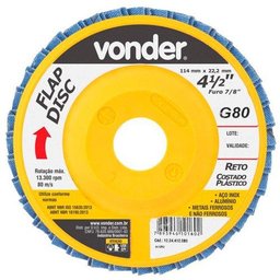 Flap disc 4.1/2" g80 costado pvc reto p/ aço carbono e inox - 1