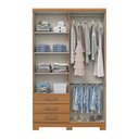 Ver imagem 3 de Guarda-roupa Solteiro 4 Portas e 3 Gavetas Externas em Mdp Caju