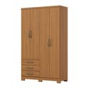 Ver imagem 2 de Guarda-Roupa Solteiro 4 Portas e 3 Gavetas Externas em MDP Caju Marrom/Cinamomo