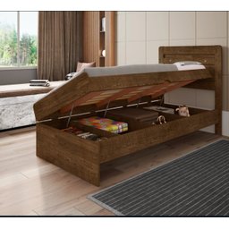 Cama Solteiro com Bau Framar Larissa Laqueada Mdf/mdp:malbec - 2
