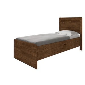 Cama Solteiro com Bau Framar Larissa Laqueada Mdf/mdp:malbec