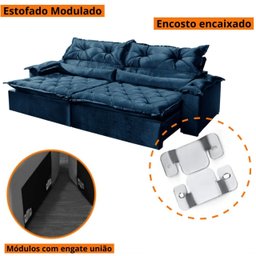 Sofá Retrátil e Reclinável 240cm Sparta - Movenzo Estofados - 6