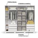Ver imagem 5 de Guarda Roupa 3 Portas de Correr 6 Gavetas e Espelho F542 Kappesberg Branco