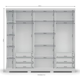 Guarda Roupa 3 Portas de Correr 6 Gavetas e Espelho F542 Kappesberg Branco - 4