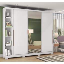 Guarda Roupa 3 Portas de Correr 6 Gavetas e Espelho F542 Kappesberg Branco - 2