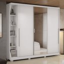 Ver imagem 1 de Guarda Roupa 3 Portas de Correr 6 Gavetas e Espelho F542 Kappesberg Branco
