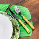 Ver imagem 2 de Conjunto 6 Colheres para Mesa de Aço Inox com Cabo de Bambu 20cm 7383 - Lyor