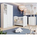Ver imagem 1 de Quarto de Bebê com 1 Guarda Roupa 1 Cômoda e Berço 3 em 1 Abracadabra Espresso Móveis Branco