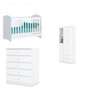 Ver imagem 2 de Quarto de Bebê com 1 Guarda Roupa 1 Cômoda e Berço 3 em 1 Abracadabra Espresso Móveis Branco