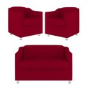 Ver imagem 1 de Kit Sofá Namoradeira + 02 Poltrona Tilla Recepção Sala Suede Cor:Vermelho