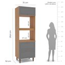 Ver imagem 3 de Torre Quente 1 Porta 2 Gavetas 2 Nichos para Forno Pérola Yescasa Cinza/Freijó
