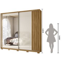 Guarda Roupa Casal 2 Portas Deslizantes com Espelho 3 Gavetas Dhara - 4