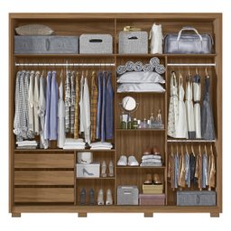 Guarda Roupa Casal 2 Portas Deslizantes com Espelho 3 Gavetas Dhara - 6