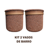 Kit Vaso de Barro Areia Terrilho 16cm Marrom - 2