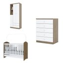 Ver imagem 2 de Quarto de Bebê com 1 Guarda Roupa 1 Cômoda e Berço 3 em 1 Abracadabra Espresso Móveis Branco/Rústico