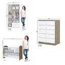 Ver imagem 3 de Quarto de Bebê com 1 Guarda Roupa 1 Cômoda e Berço 3 em 1 Abracadabra Espresso Móveis Branco/Rústico