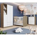 Ver imagem 1 de Quarto de Bebê com 1 Guarda Roupa 1 Cômoda e Berço 3 em 1 Abracadabra Espresso Móveis Branco/Rústico