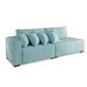 Ver imagem 1 de Sofá 3lugares Modulado Chaise Almofada Solta Molas Isa Be Linho Verde Claro 2,1m