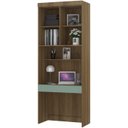 Ver imagem 4 de Guarda Roupa Modulado de Solteiro Paris Avelã Verde 5 Peças - Luciane Avelã com Verde