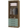 Guarda Roupa Modulado de Solteiro Paris Avelã Verde 5 Peças - Luciane Avelã com Verde - 3