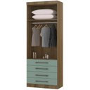 Ver imagem 3 de Guarda Roupa Modulado de Solteiro Paris Avelã Verde 5 Peças - Luciane Avelã com Verde