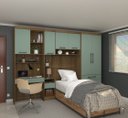 Ver imagem 1 de Guarda Roupa Modulado de Solteiro Paris Avelã Verde 5 Peças - Luciane Avelã com Verde