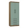 Guarda Roupa Modulado de Solteiro Paris Avelã Verde 5 Peças - Luciane Avelã com Verde - 2