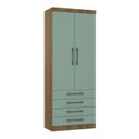 Ver imagem 2 de Guarda Roupa Modulado de Solteiro Paris Avelã Verde 5 Peças - Luciane Avelã com Verde
