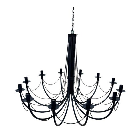 Lustre Grande Luminária Ferro Teto Rústica Aramado 12 Bocais Pé Direito Alto Salão Festas Cozinha Sa
