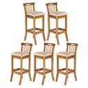 Ver imagem 1 de Kit 5 Banquetas Alta para Balcão 36 x 100 Cm Valencia Madeira Maciça Imbuia Linho Bege M58 - RMI