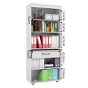 Ver imagem 5 de Armário Multiuso Escritório 2 Portas 4 Prateleiras 1 Gaveta MDF Branco Advantage