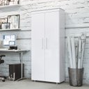 Ver imagem 1 de Armário Multiuso Escritório 2 Portas 4 Prateleiras 1 Gaveta MDF Branco Advantage