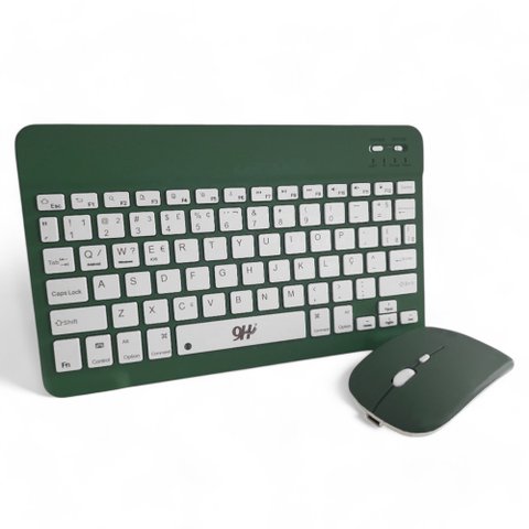 Teclado e Mouse sem Fio A6732 Slim Recarregável Verde Escuro Alta Compatibilidade com Bluetooth Usb