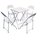 Ver imagem 1 de Conjunto de Mesa 60x60 em Aço Dobrável com 4 Cadeiras - Branco